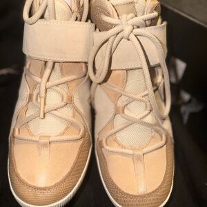 Women’s Sorel High-Top Lace-Up Sneakers in Beige